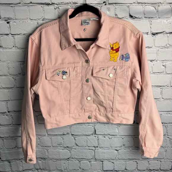 Disney Jackets & Blazers - Vintage 90s Disney Winnie the Pooh Pastel Pink Cropped Denim Jacket Size Medium